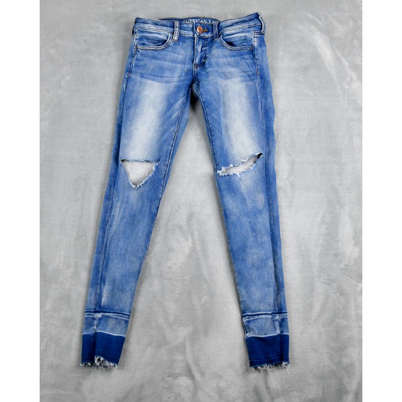 American Eagle Jeans Womens 4 (26x28) Reg Super Low Jegging Blue Denim - Picture 1 of 13